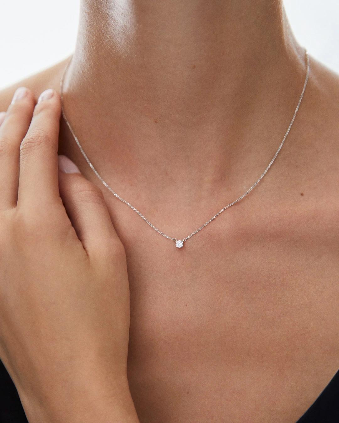 Gargantilla eve de diamante 0,15 cts. en oro blanco de 18 kt - MUMIT - Blanco Blanco-2