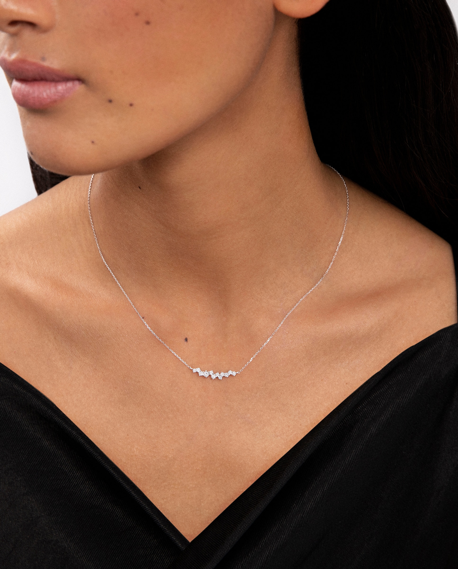 Gargantilla luz de luna de diamantes en oro blanco de 18 kt - MUMIT - Blanco Blanco-4