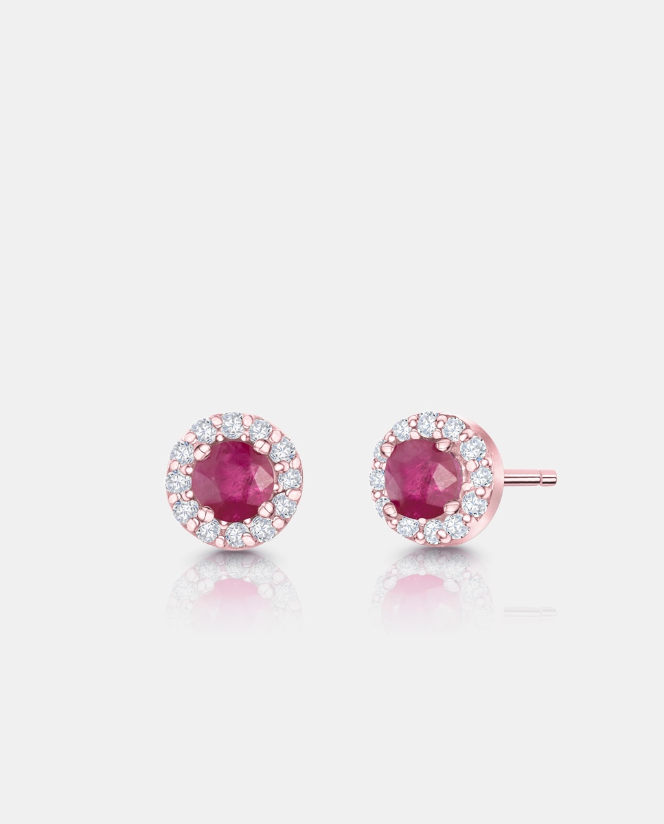 Pendientes anette mini de y diamante en oro rosa de 18 kt - MUMIT - Rubí Rubí-1