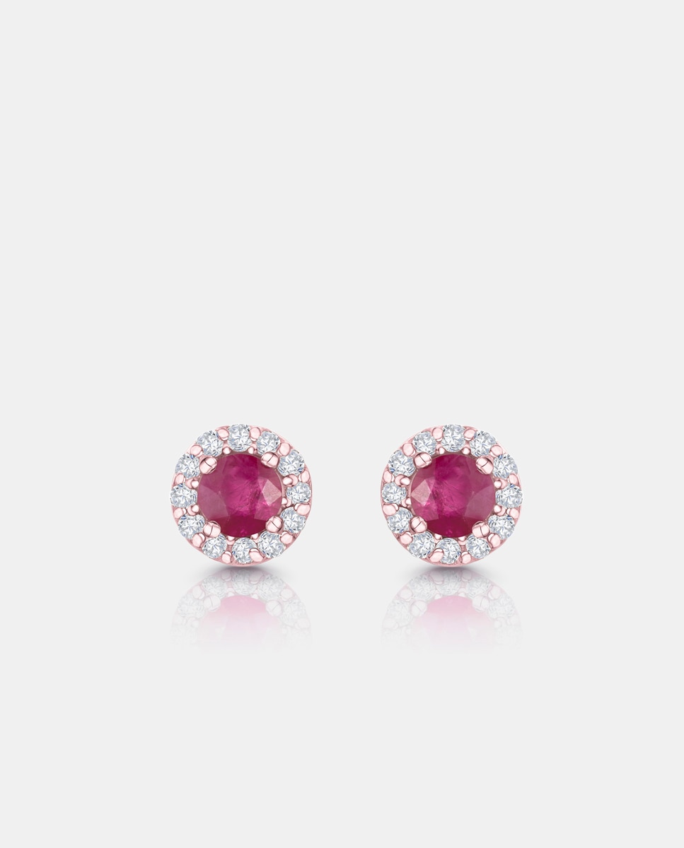 Pendientes anette mini de y diamante en oro rosa de 18 kt - MUMIT - Rubí Rubí-3