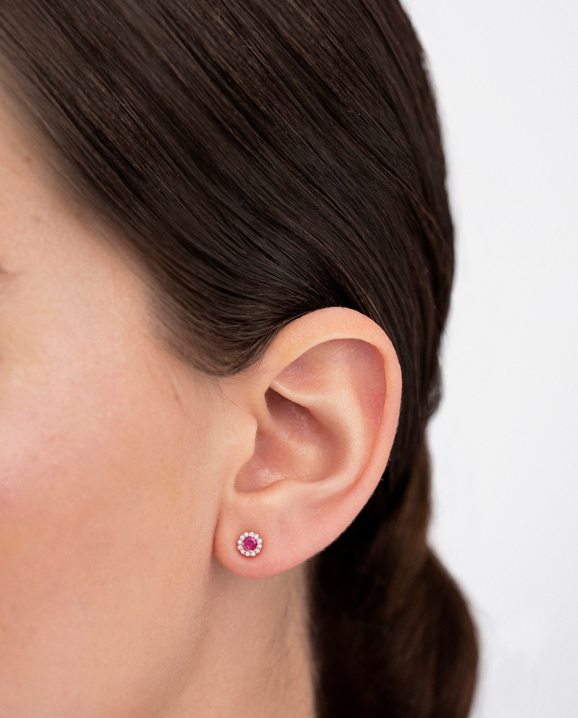 Pendientes anette mini de y diamante en oro rosa de 18 kt - MUMIT - Rubí Rubí-4