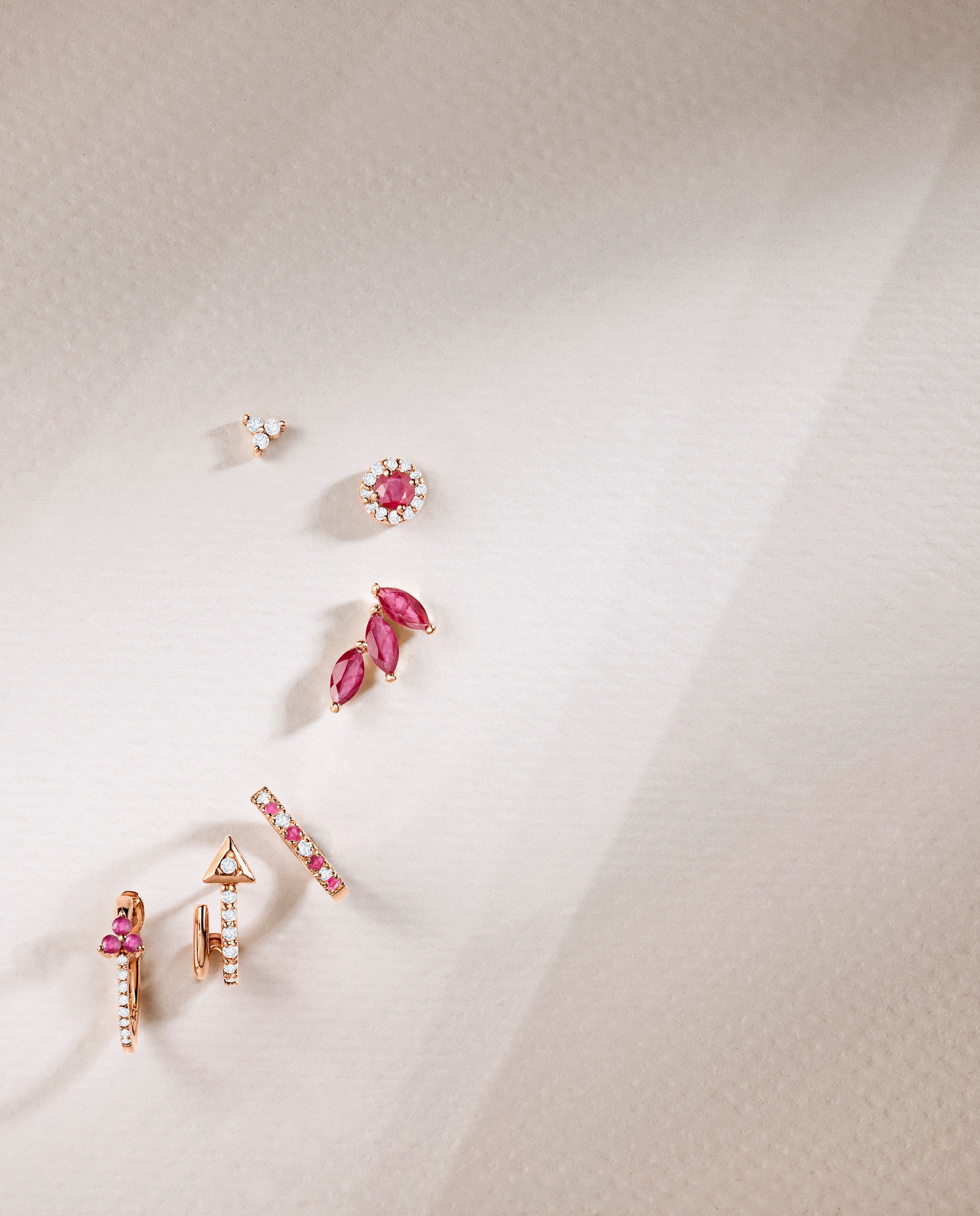 Pendientes anette mini de y diamante en oro rosa de 18 kt - MUMIT - Rubí Rubí-5