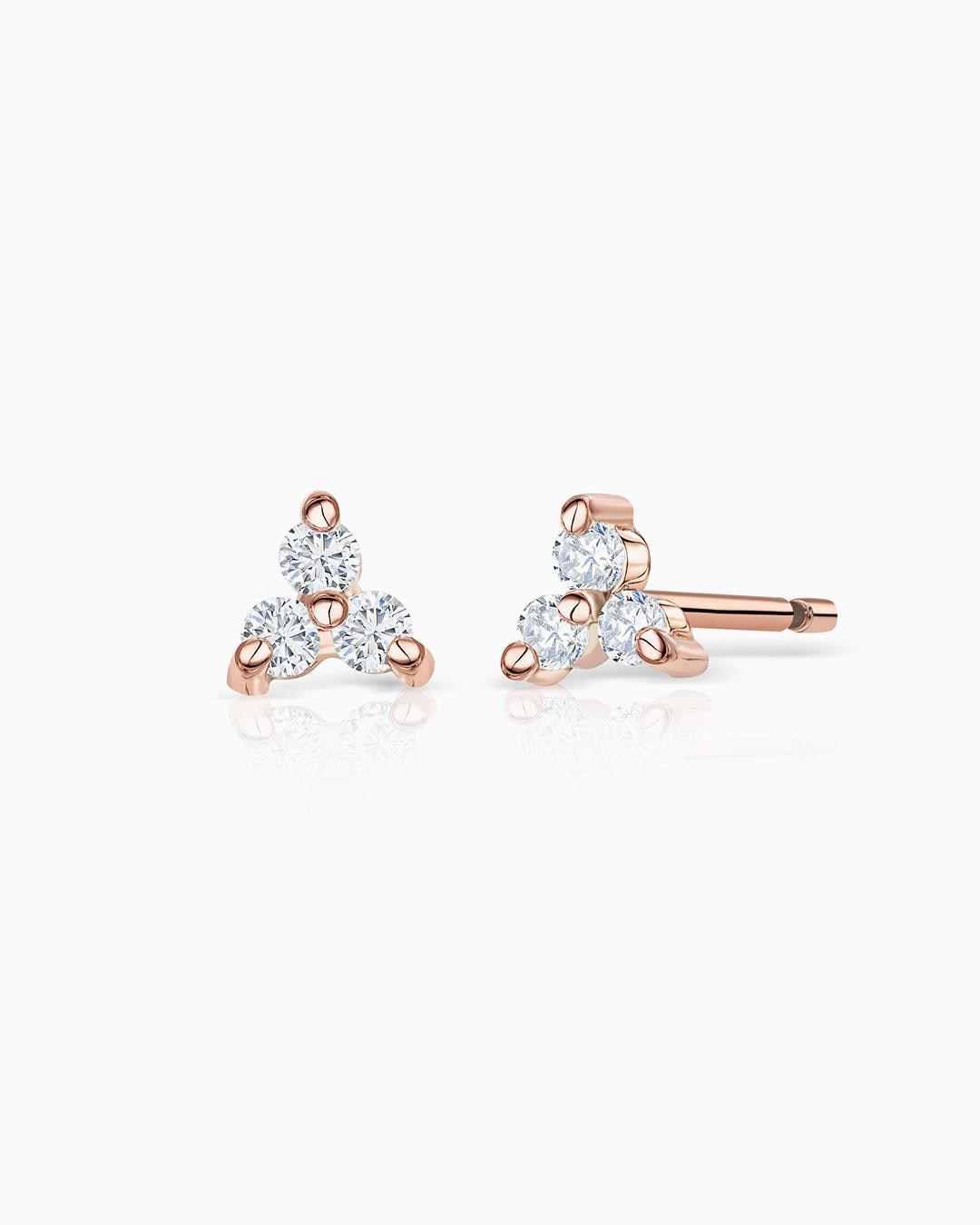 Imagen 0 de Pendientes clover mini de diamantes en oro rosa de 18 kt Blanco