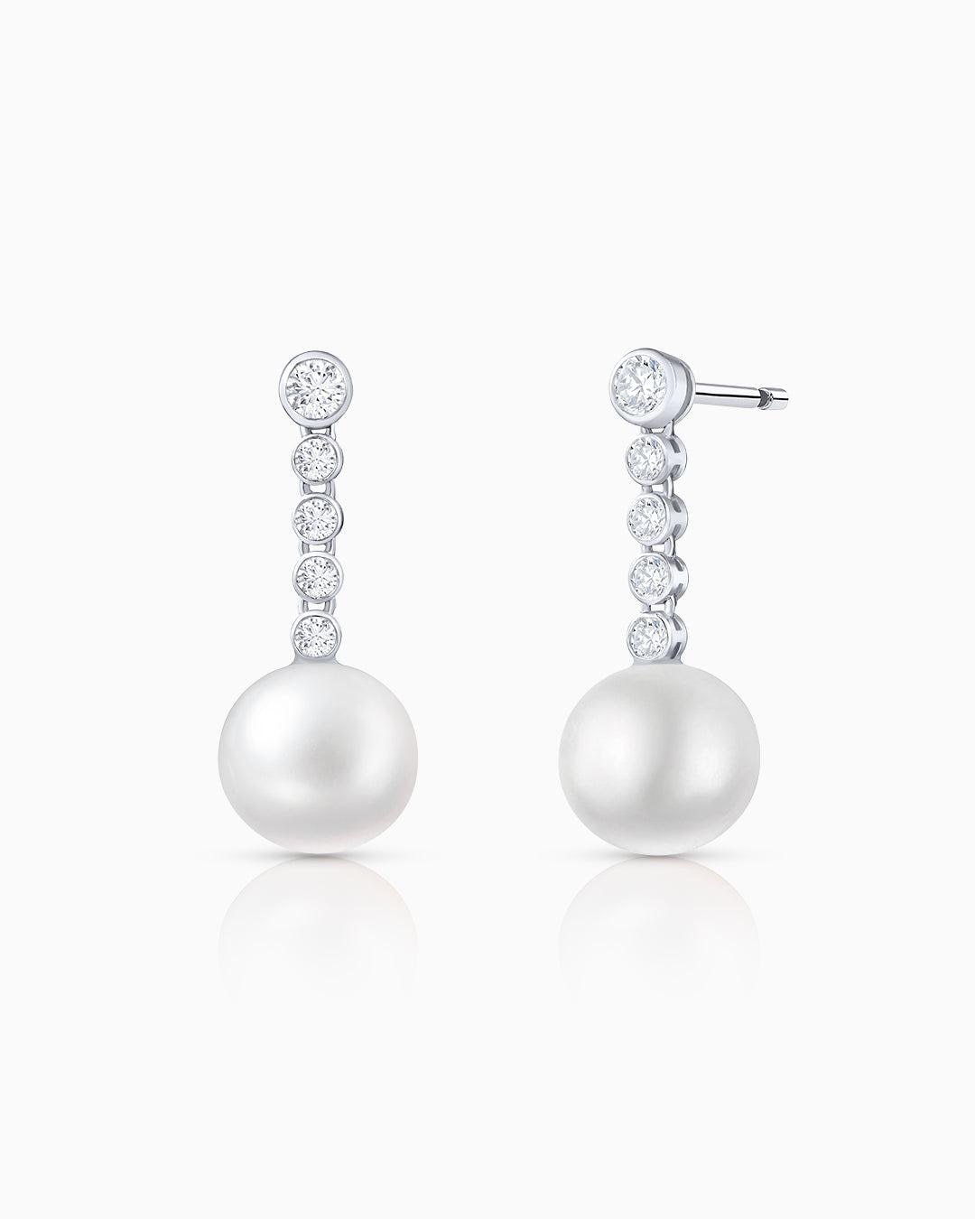 Imagen 0 de Pendientes margot de perlas y diamantes en oro blanco de 18 kt Blanco