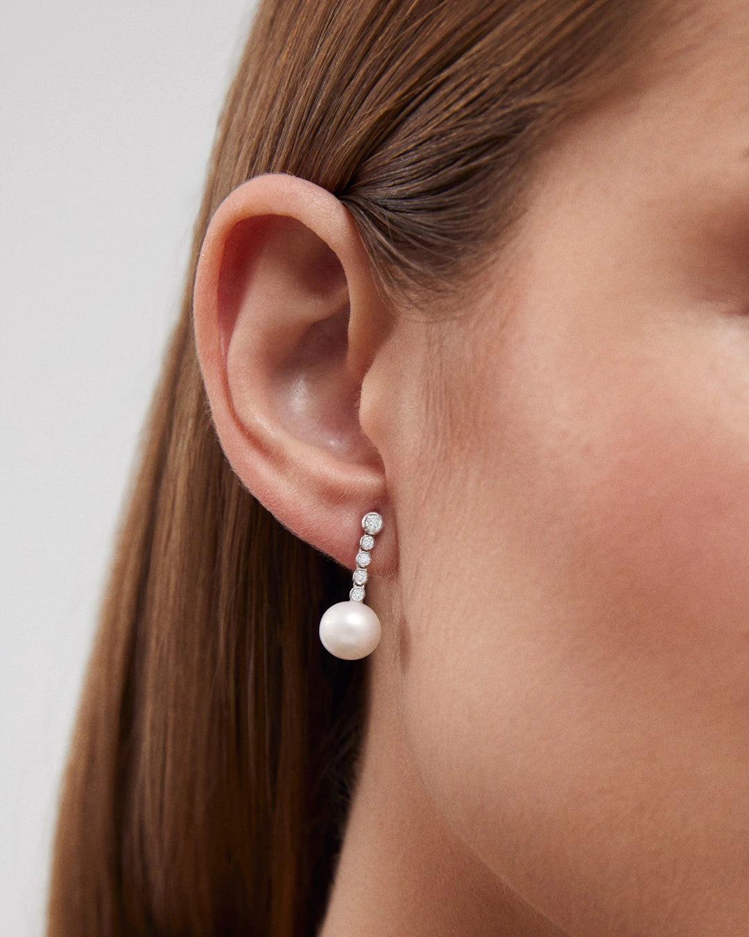 Pendientes margot de perlas y diamantes en oro de 18 kt - MUMIT - Blanco Blanco-2