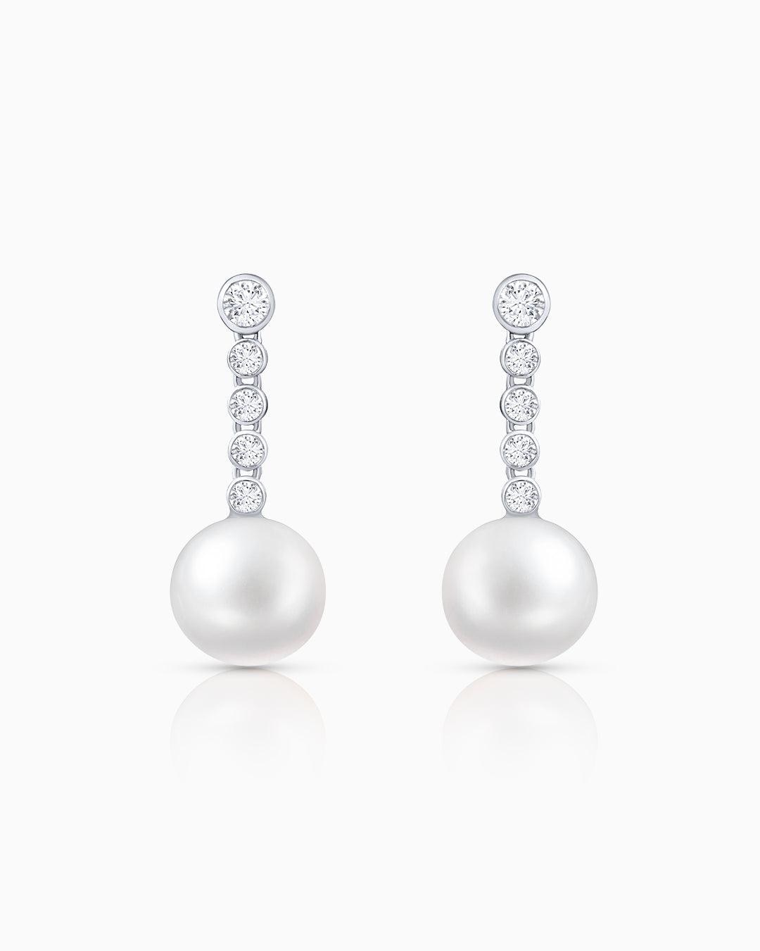 Pendientes margot de perlas y diamantes en oro de 18 kt - MUMIT - Blanco Blanco-3