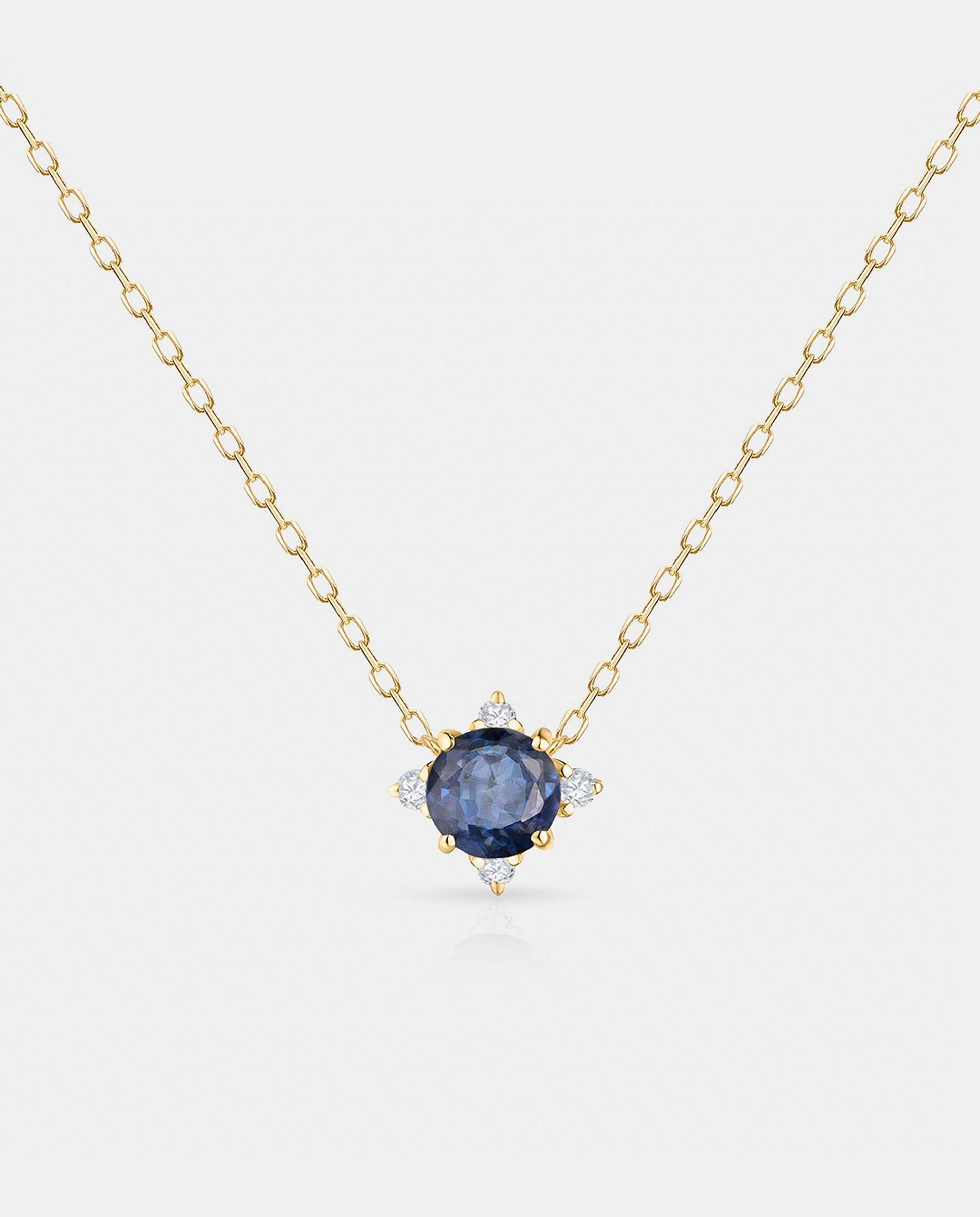 Gargantilla crown de zafiro en oro amarillo de 18 kt - MUMIT - Azul Azul-1