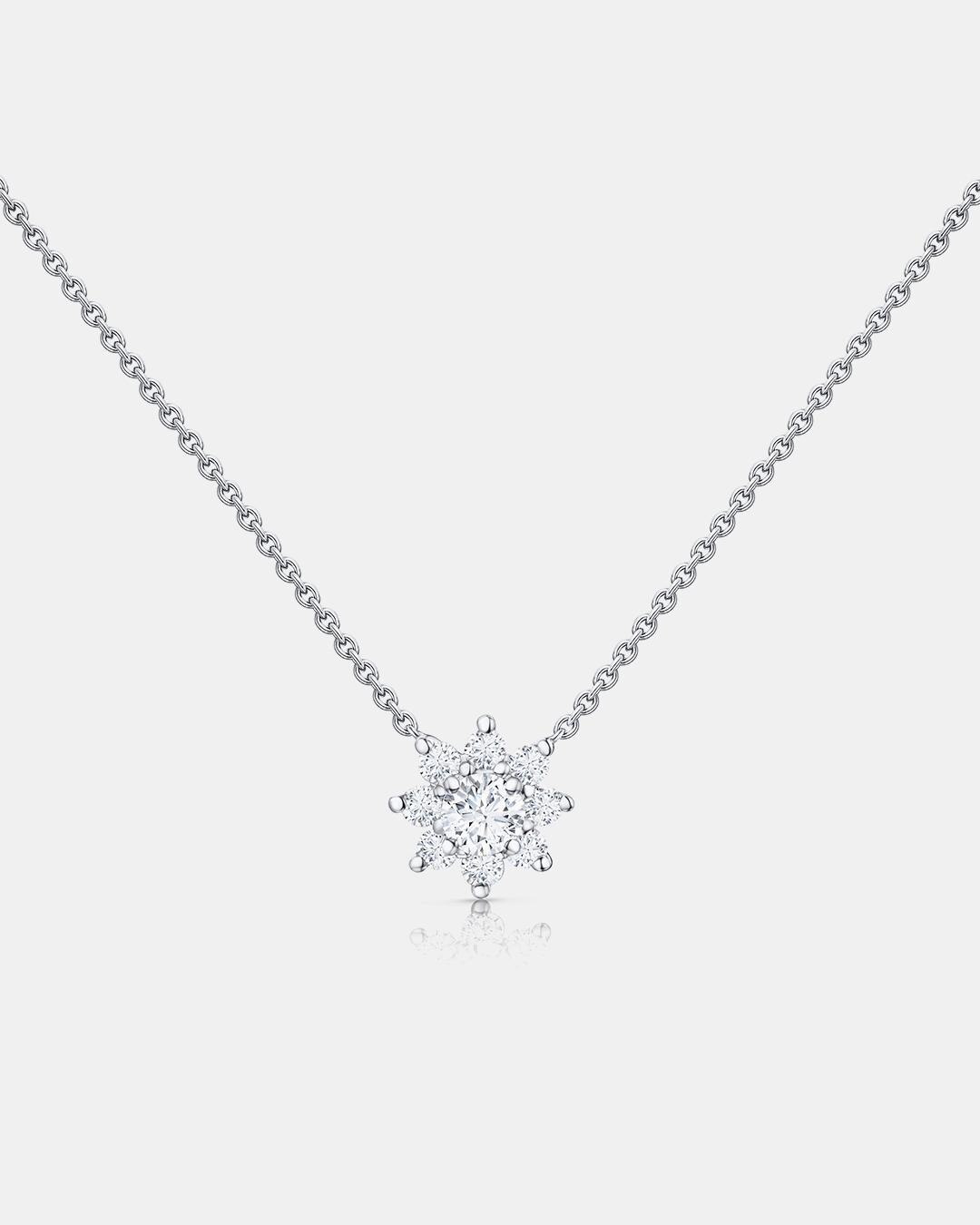 Gargantilla rosette solitaire de diamantes 0,34 cts. en oro blanco de 18 kt - MUMIT - Blanco Blanco-1