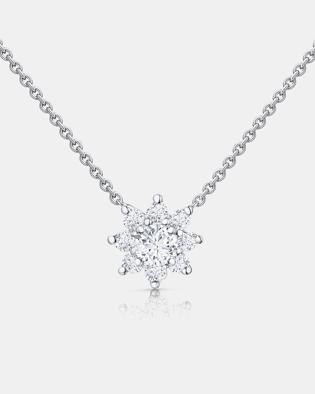 Gargantilla rosette solitaire de diamantes 0,34 cts. en oro blanco de 18 kt - MUMIT - Blanco Blanco-4