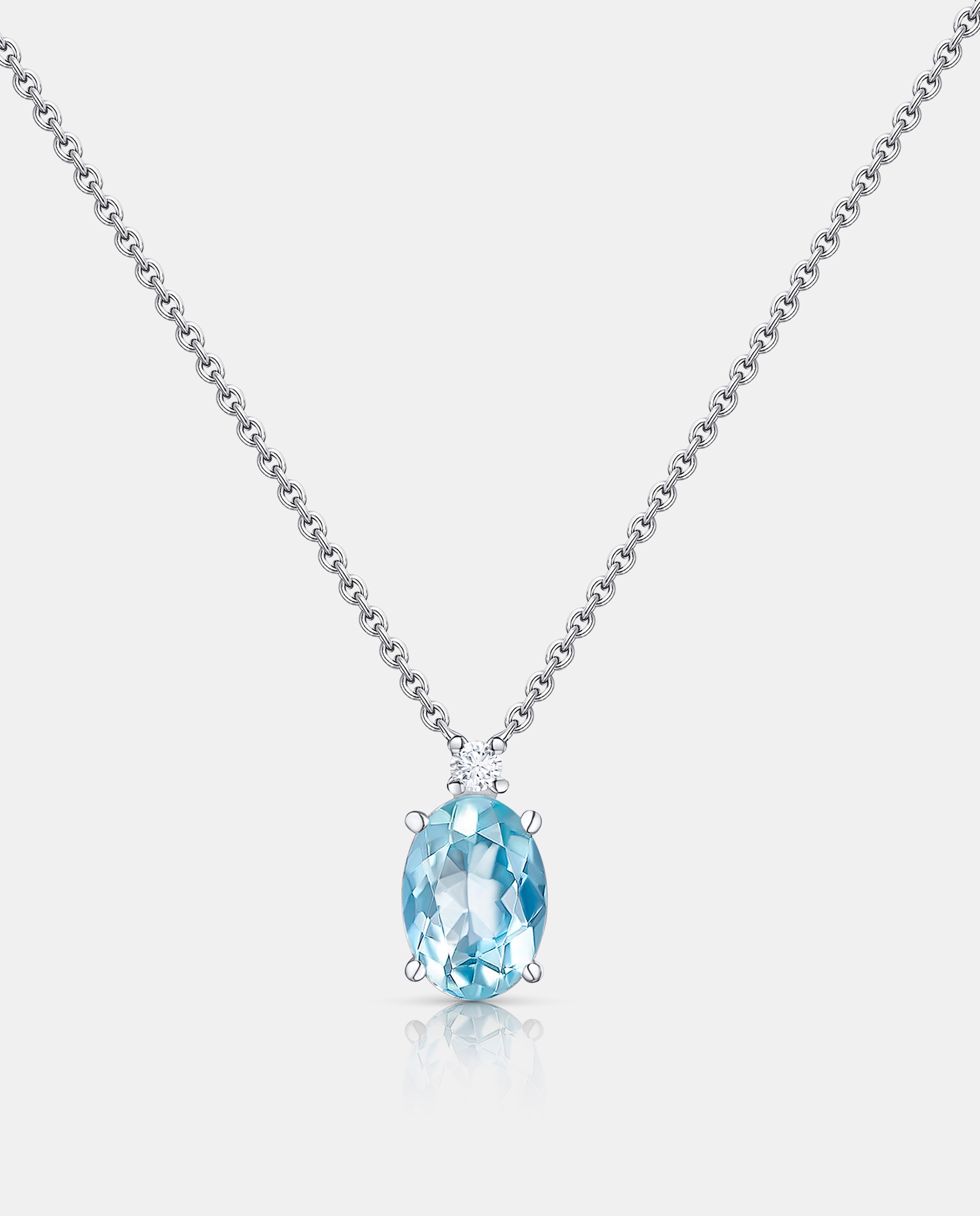 Imagen 1 de Cadena con colgante amelie oval de aguamarina en oro blanco de 18 kt Aguamarina