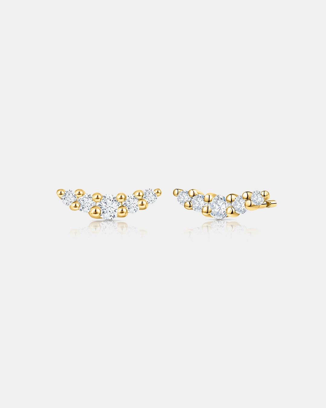 Pendientes petite diamonds wave en oro amarillo de 18 kt - MUMIT - Blanco Blanco-1