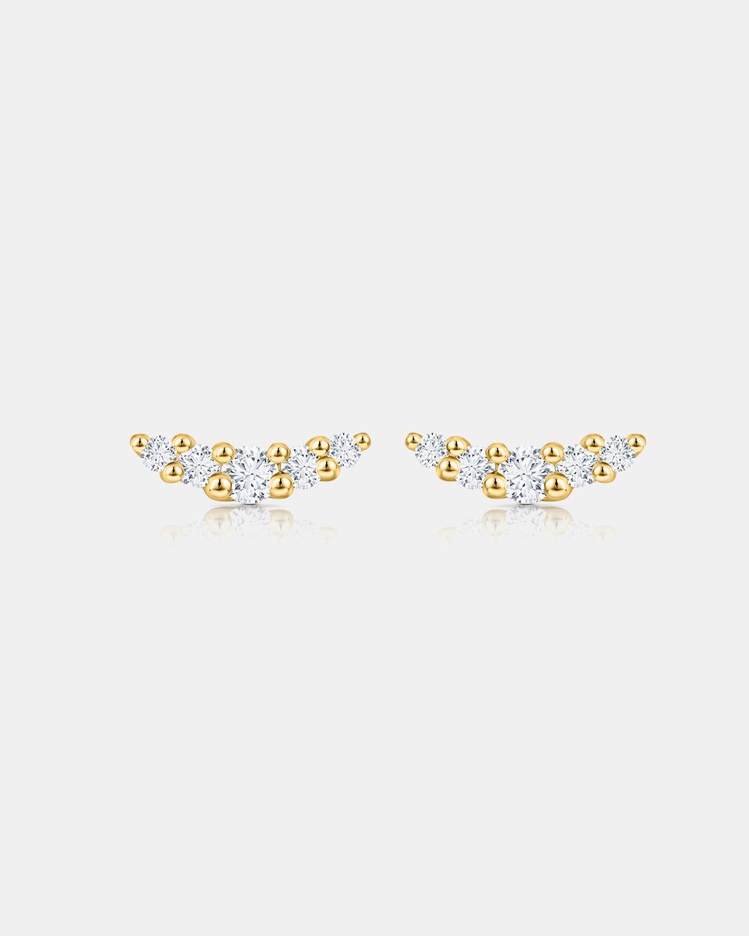Pendientes petite diamonds wave en oro amarillo de 18 kt - MUMIT - Blanco Blanco-3