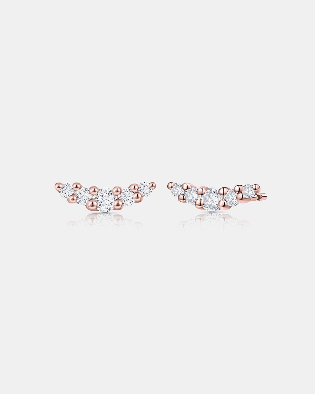 Pendientes petite diamonds wave en oro rosa de 18 kt - MUMIT - Blanco Blanco-1