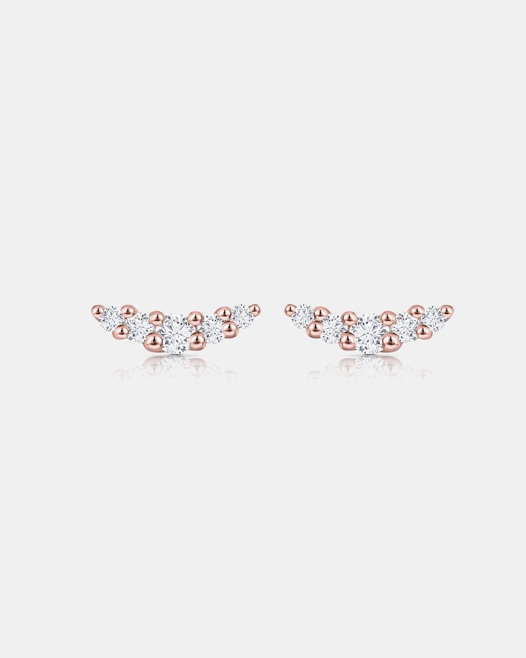 Pendientes petite diamonds wave en oro rosa de 18 kt - MUMIT - Blanco Blanco-3
