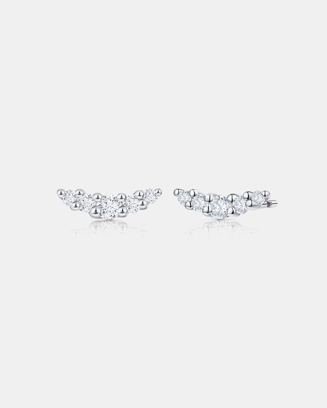 Pendientes petite diamonds wave en oro blanco de 18 kt - MUMIT - Blanco Blanco-1