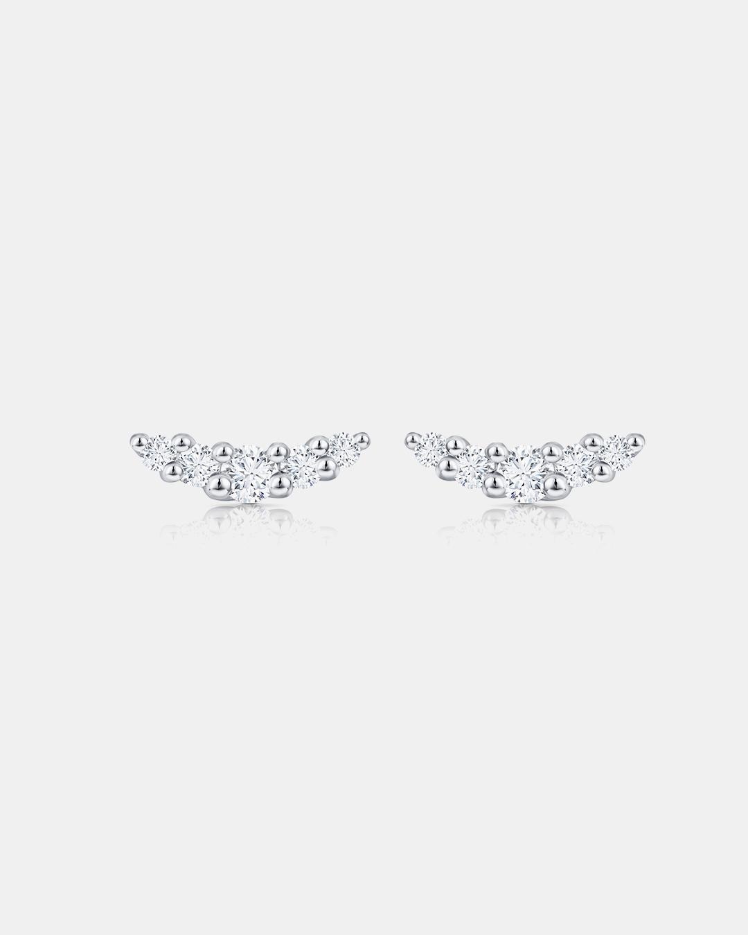 Pendientes petite diamonds wave en oro blanco de 18 kt - MUMIT - Blanco Blanco-4