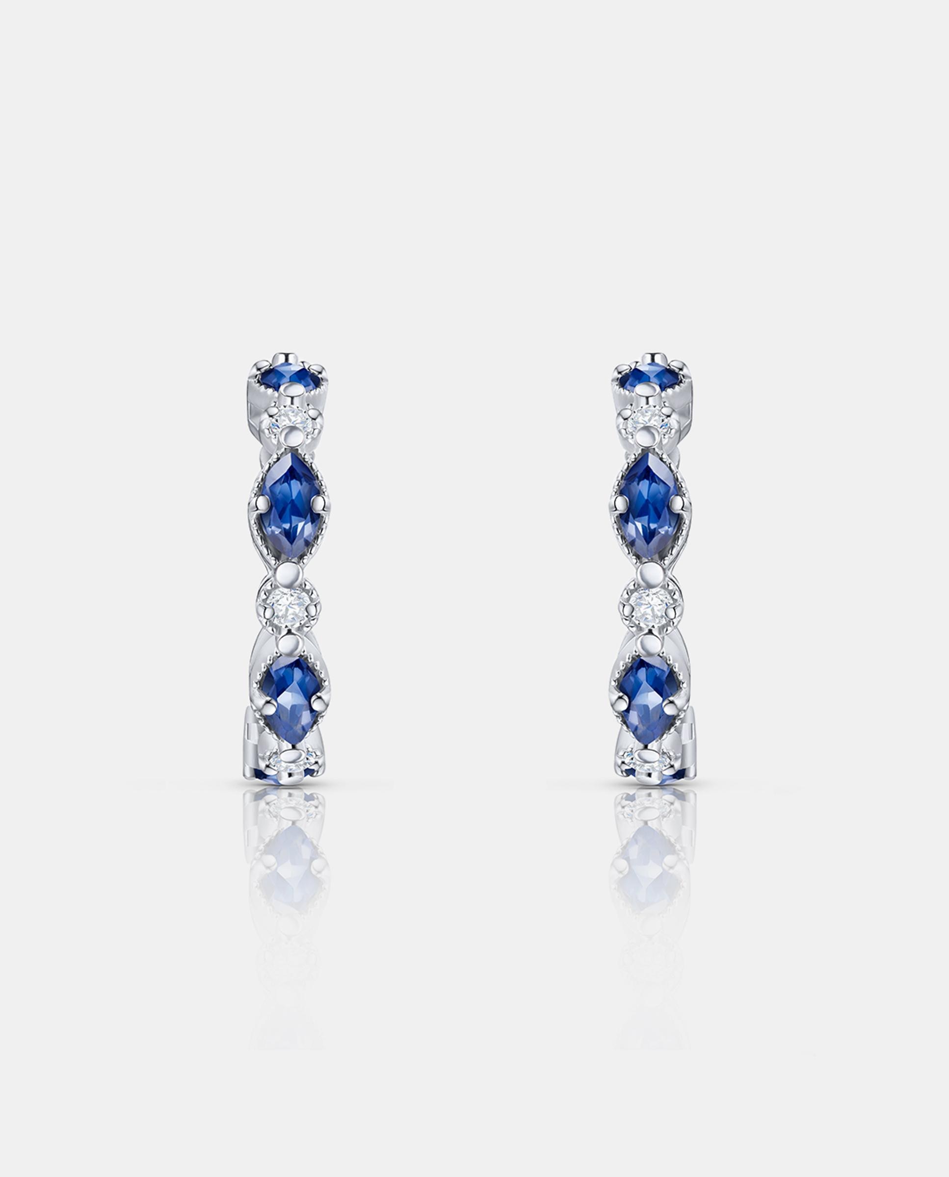 Imagen 1 de Pendientes ondine de zafiros y diamantes en oro blanco de 18 kt Azul