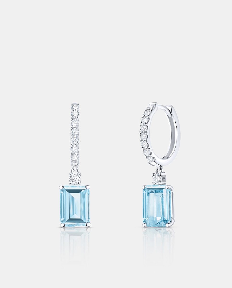 Imagen 0 de Pendientes amelie de aguamarina y diamantes en oro blanco de 18 kt Aguamarina
