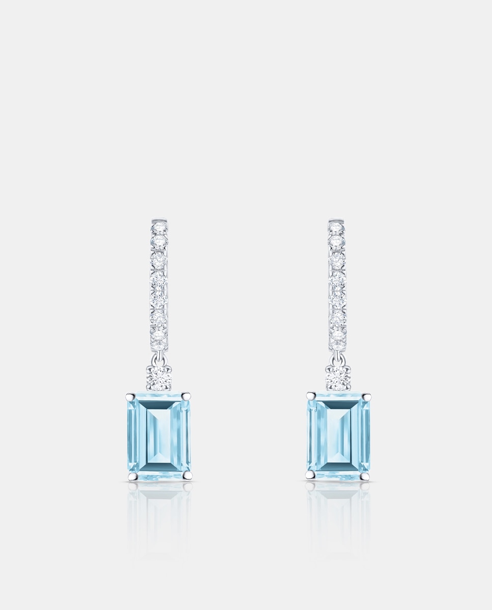 Imagen 2 de Pendientes amelie de aguamarina y diamantes en oro blanco de 18 kt - MUMIT - Aguamarina Aguamarina