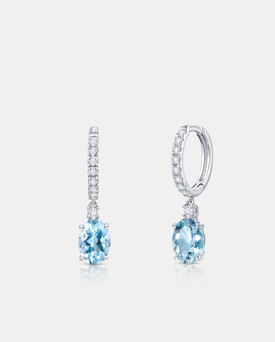 Imagen 1 de Pendientes amelie oval de aguamarina y diamantes en oro blanco de 18 kt Aguamarina