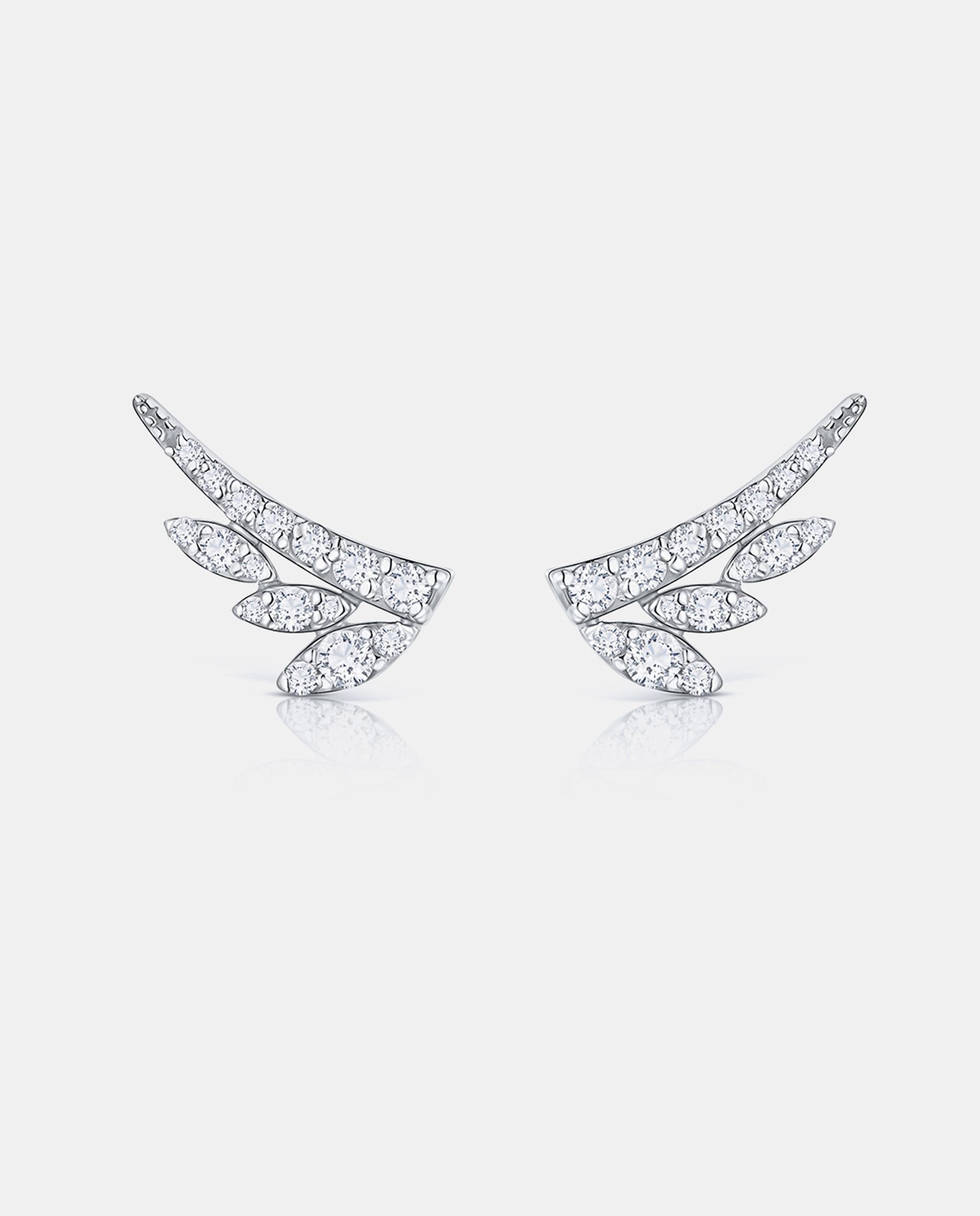 Imagen 2 de Pendientes leaf diamonds en oro blanco de 18 kt - MUMIT - Plata Plata