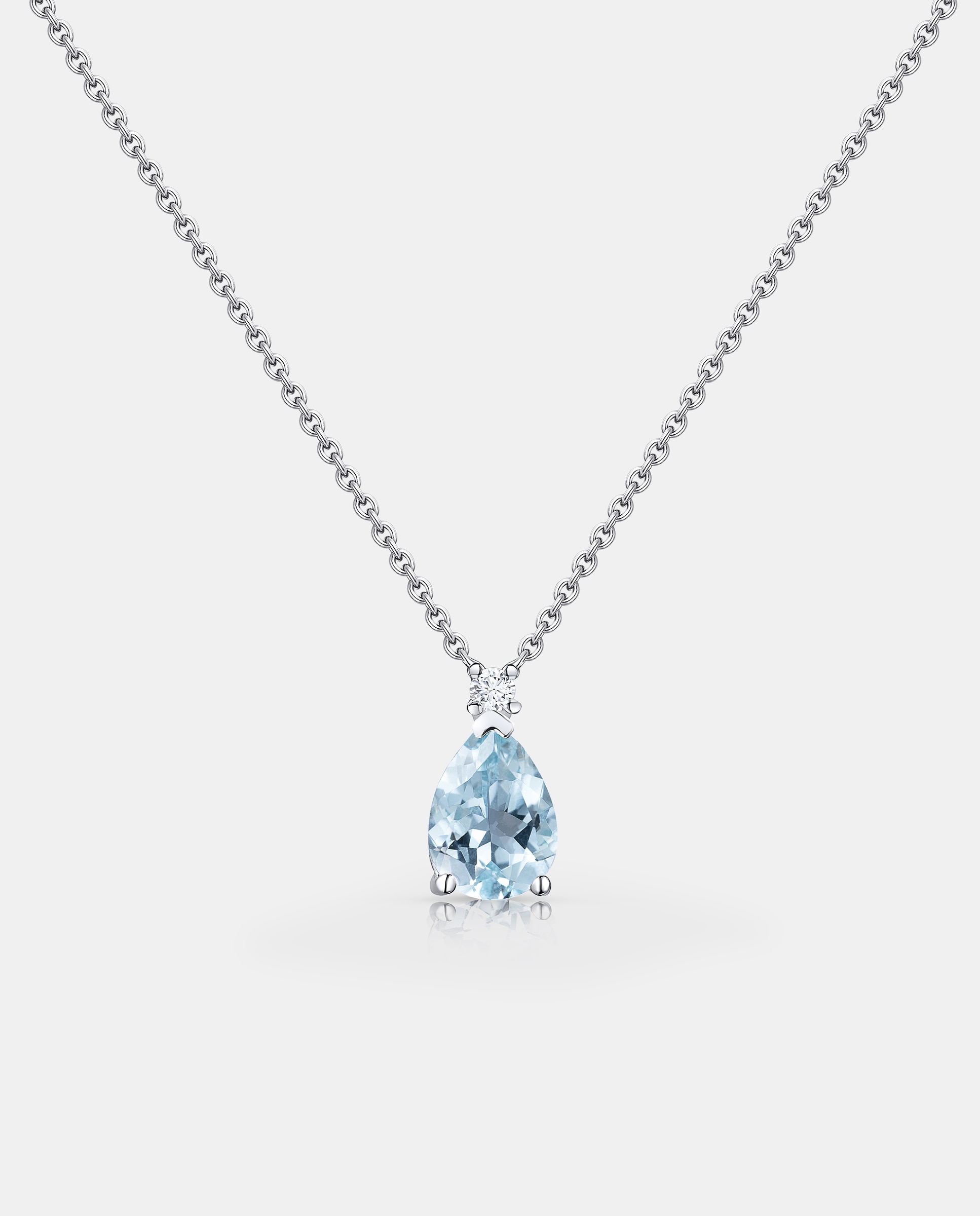 Imagen 1 de Cadena con colgante amelie pera de aguamarina en oro blanco de 18 kt Aguamarina