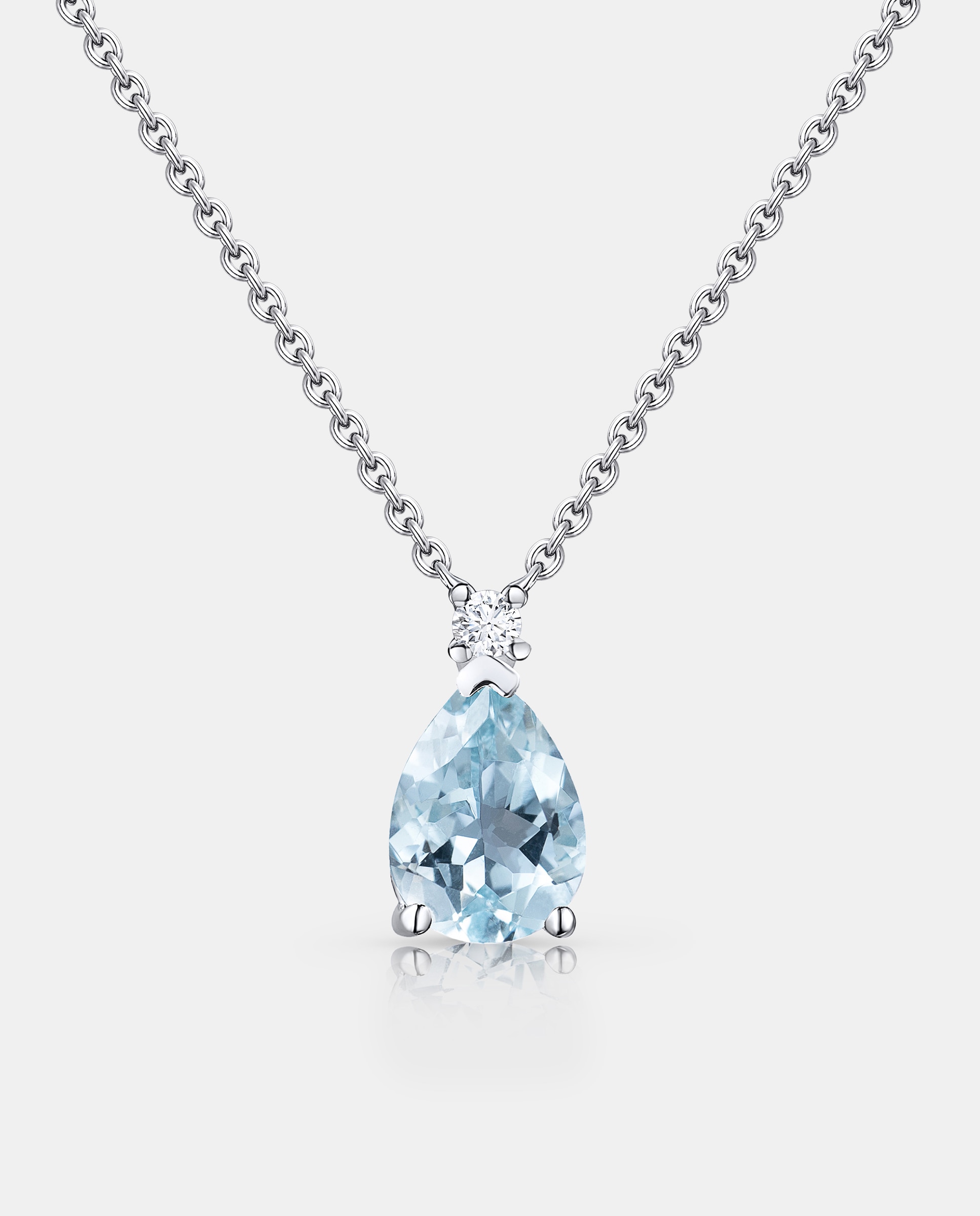 Imagen 2 de Cadena con colgante amelie pera de aguamarina en oro blanco de 18 kt - MUMIT - Aguamarina Aguamarina