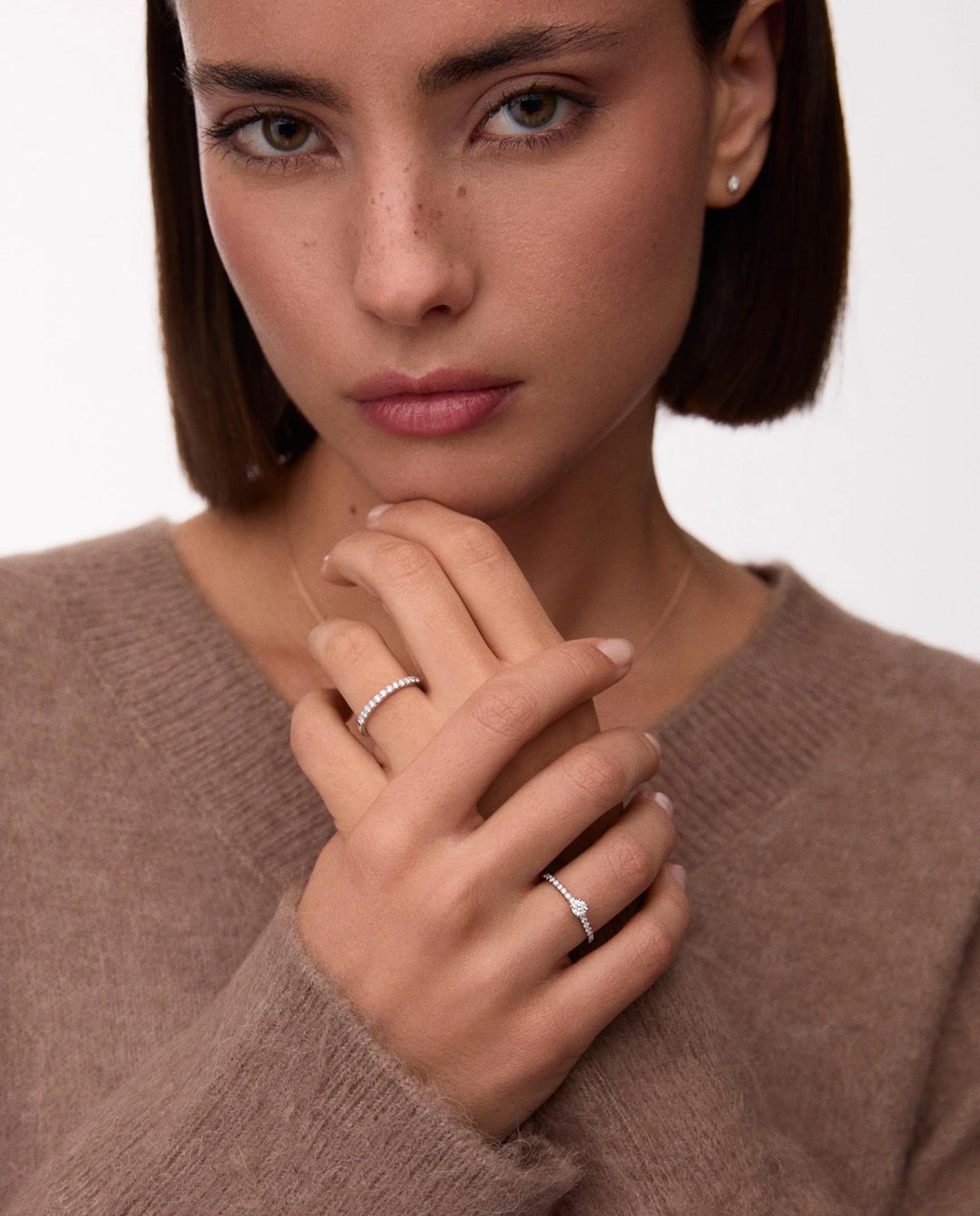 Anillo de compromiso odette de diamantes 0,50 cts. en oro blanco de 18 kt - MUMIT - Plateado Plateado-3
