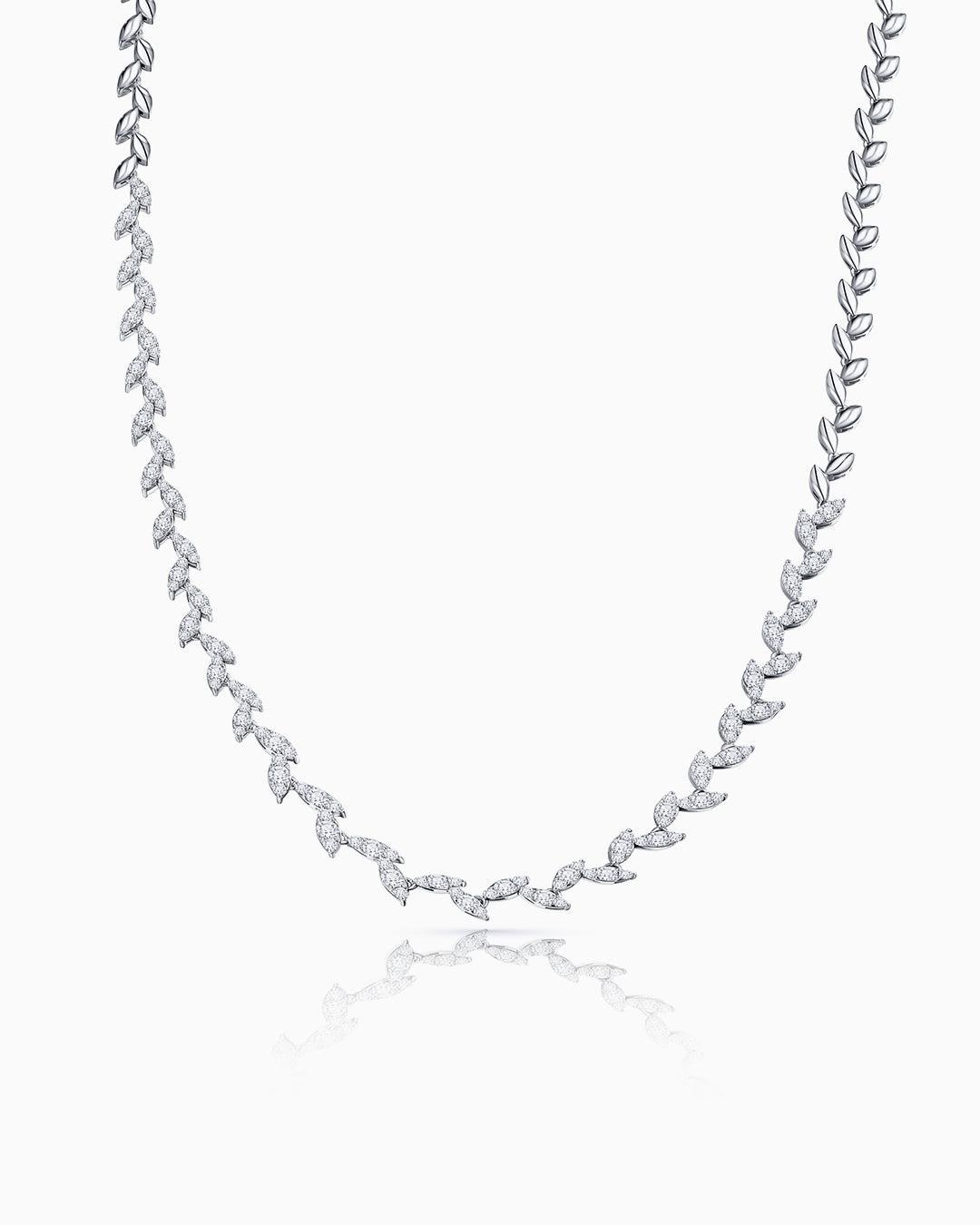 Gargantilla willow de diamantes en oro de 18 kt - MUMIT - Blanco Blanco-1