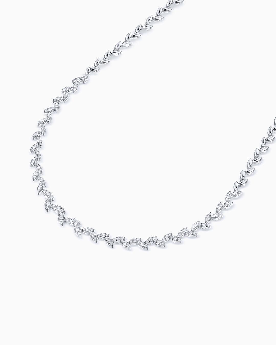 Gargantilla willow de diamantes en oro de 18 kt - MUMIT - Blanco Blanco-3