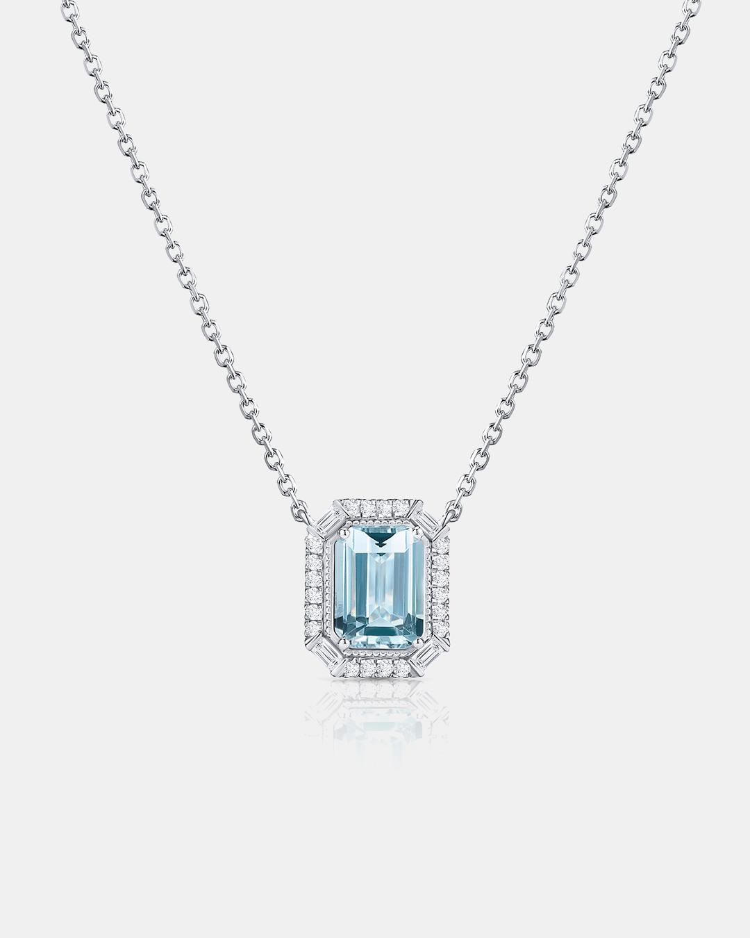 Imagen 0 de Gargantilla art deco clarice de aguamarina y diamantes 0,25 cts. en oro blanco de 18 kt Aguamarina