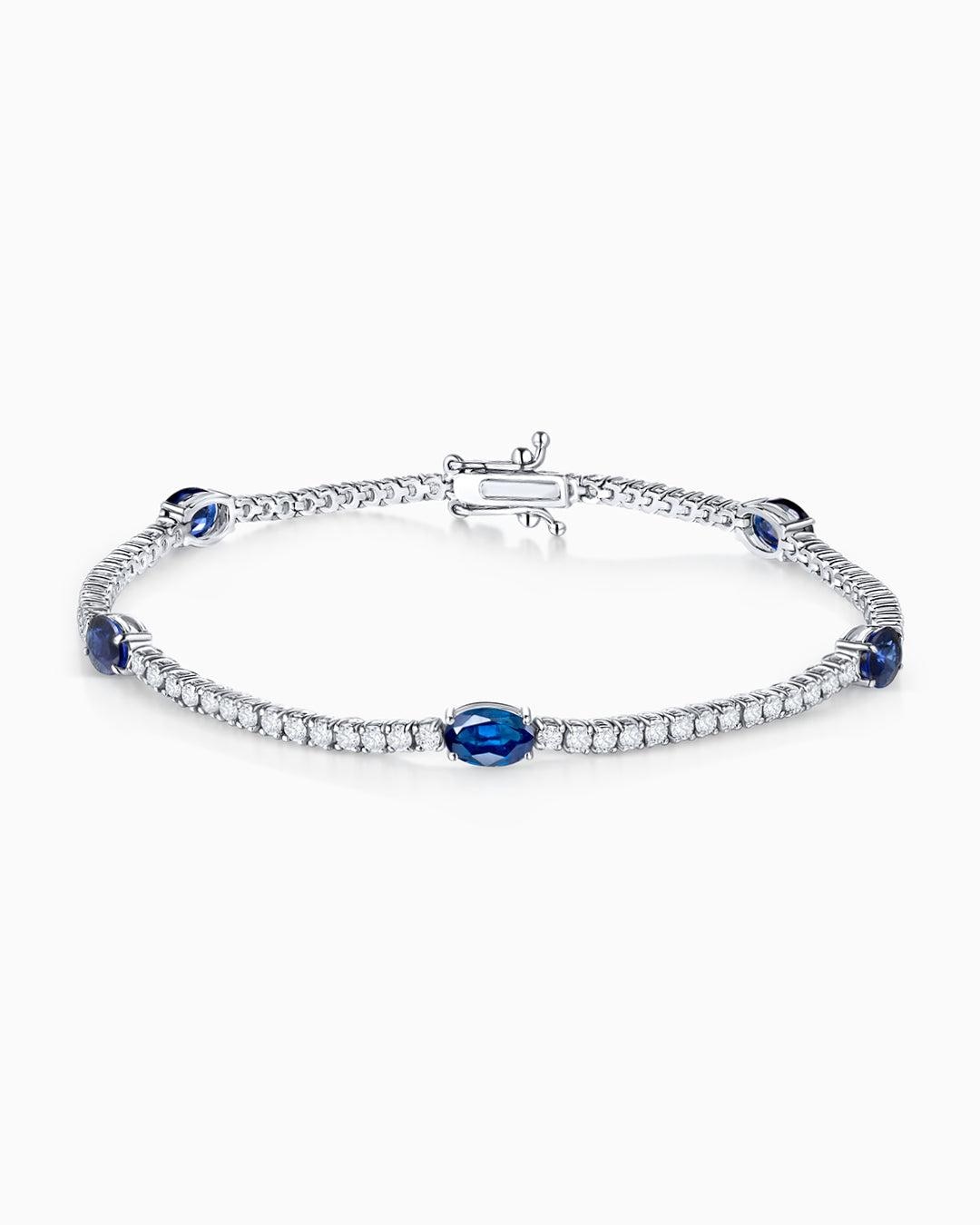 Imagen 0 de Pulsera giselle de zafiros y diamantes en oro blanco de 18 kt Azul