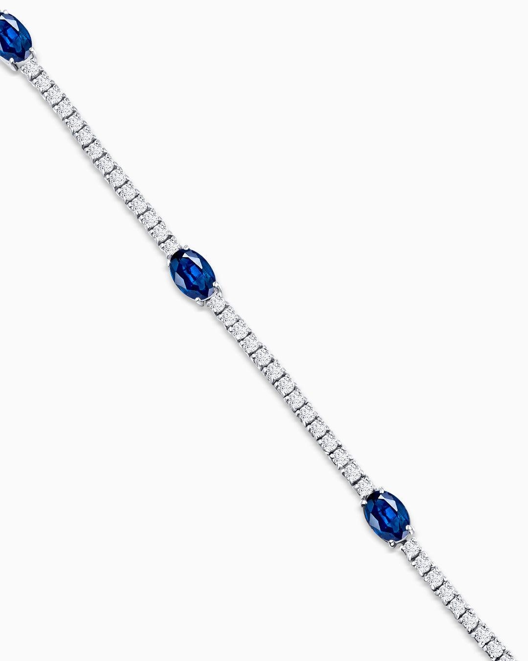 Pulsera giselle de zafiros y diamantes en oro blanco de 18 kt - MUMIT - Azul Azul-3