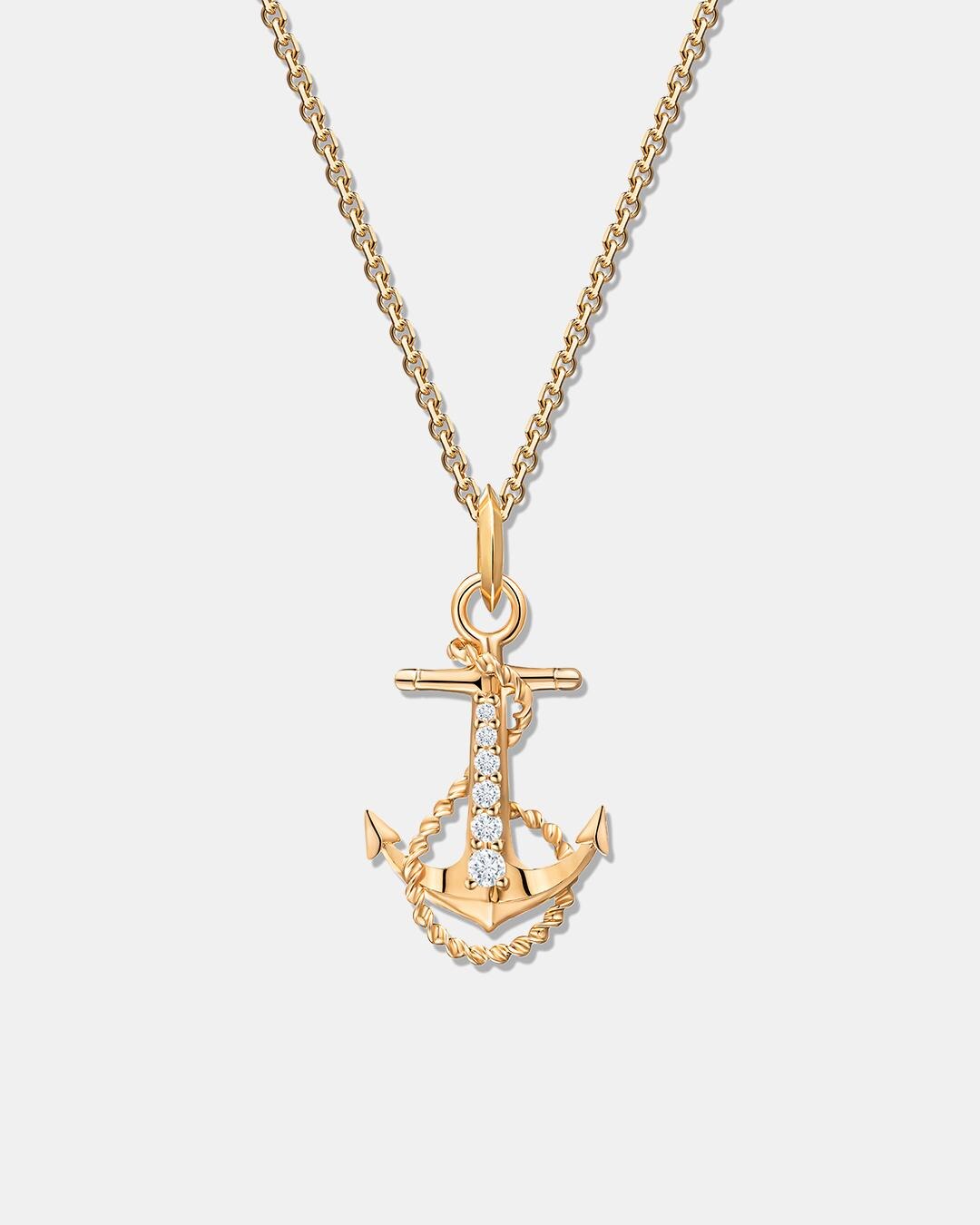 Imagen 0 de Charm colgante ancla m de diamantes en oro amarillo de 18 kt Blanco