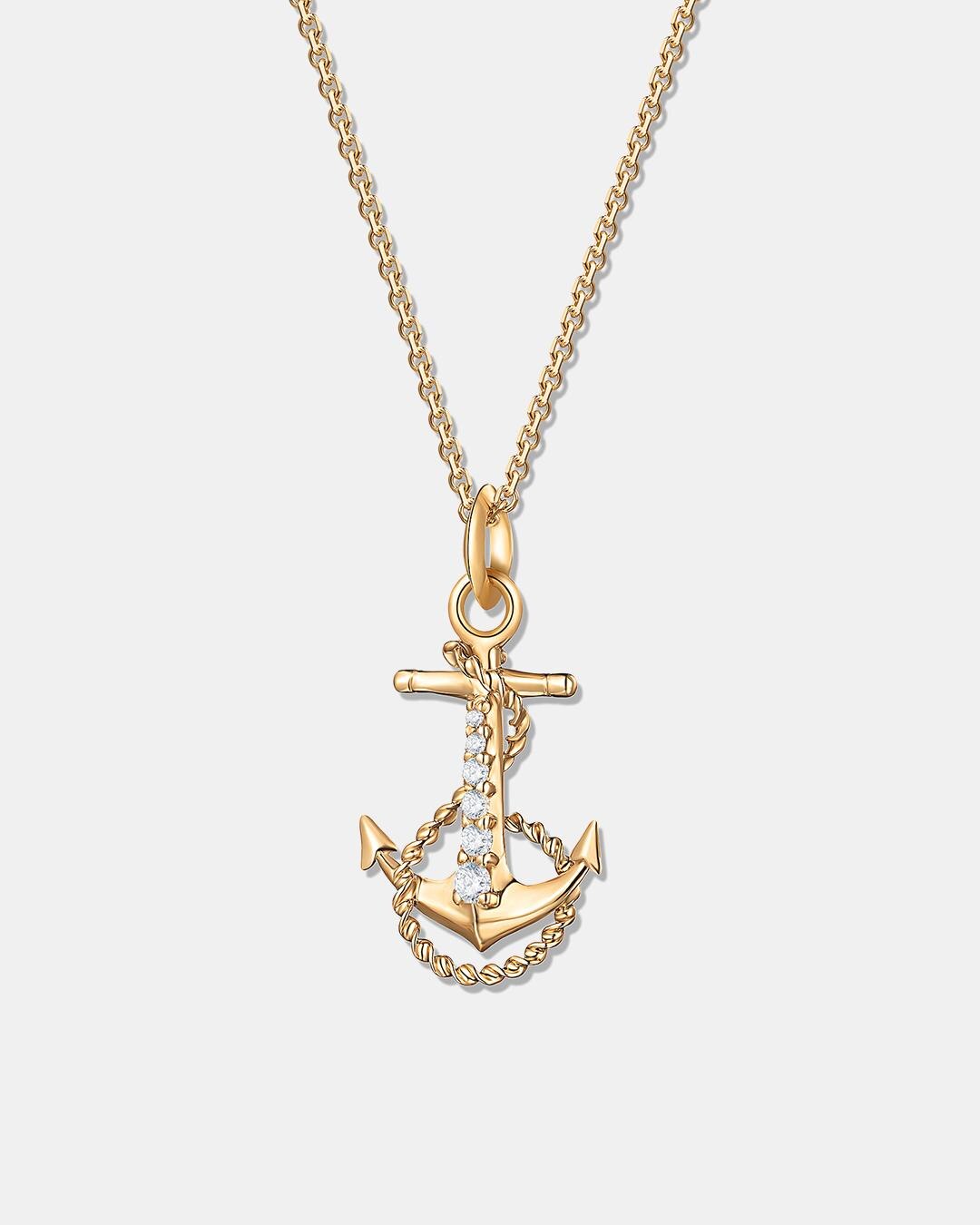 Charm colgante ancla m de diamantes en oro amarillo de 18 kt - MUMIT - Blanco Blanco-4