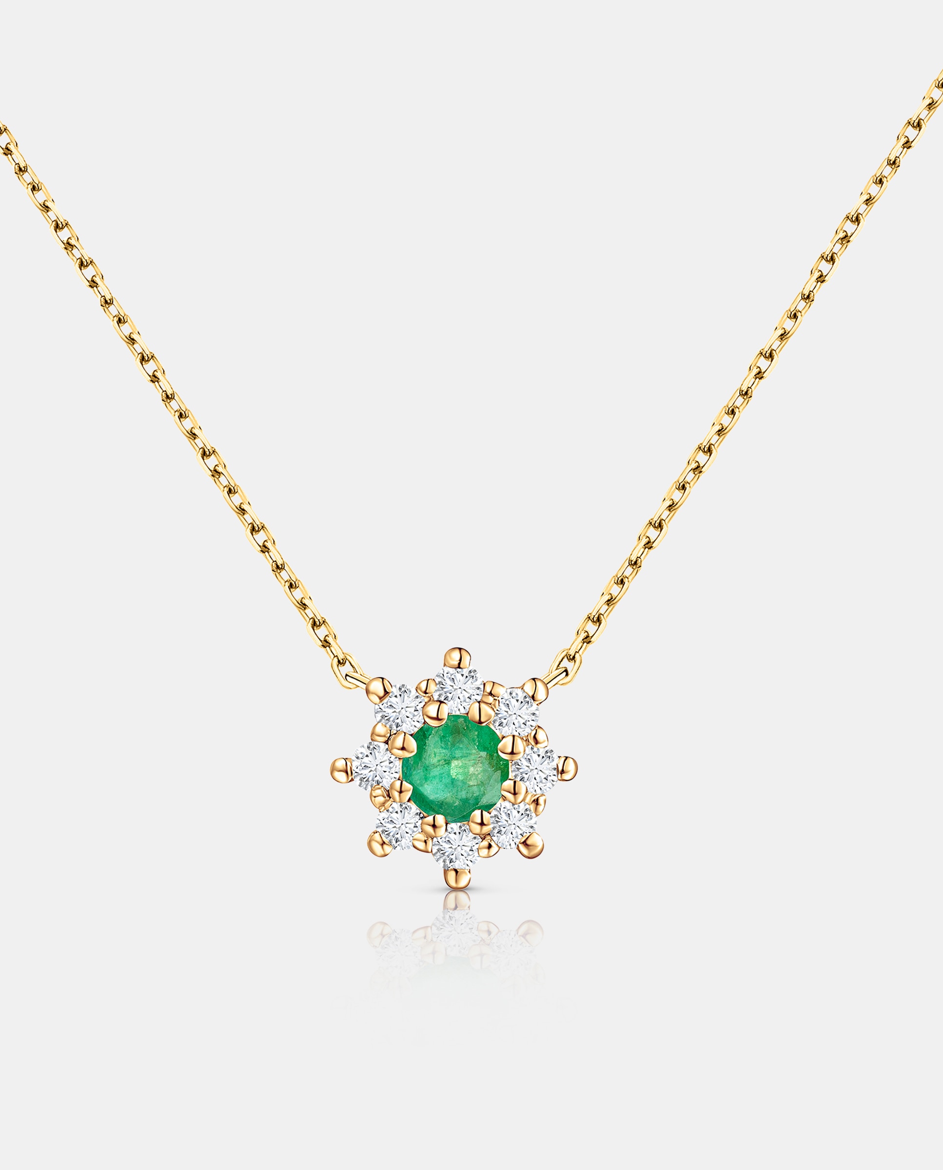 Cadena con colgante astrid de esmeralda y diamantes en oro amarillo de 18 kt - MUMIT - Blanco Blanco-1