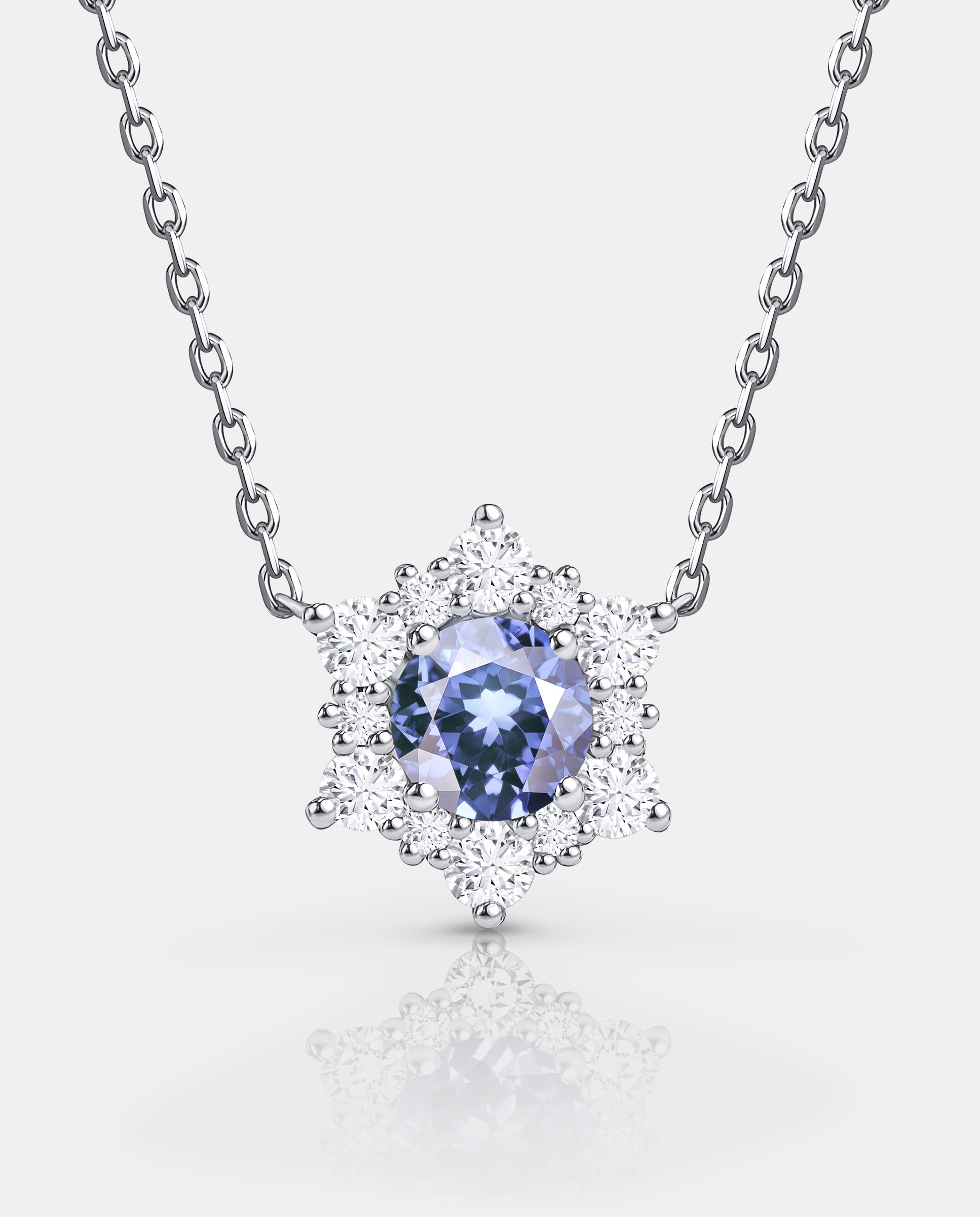 Cadena con colgante spirit of the rose de tanzanita y diamantes en oro blanco de 18 kt - MUMIT - Blanco Blanco-2