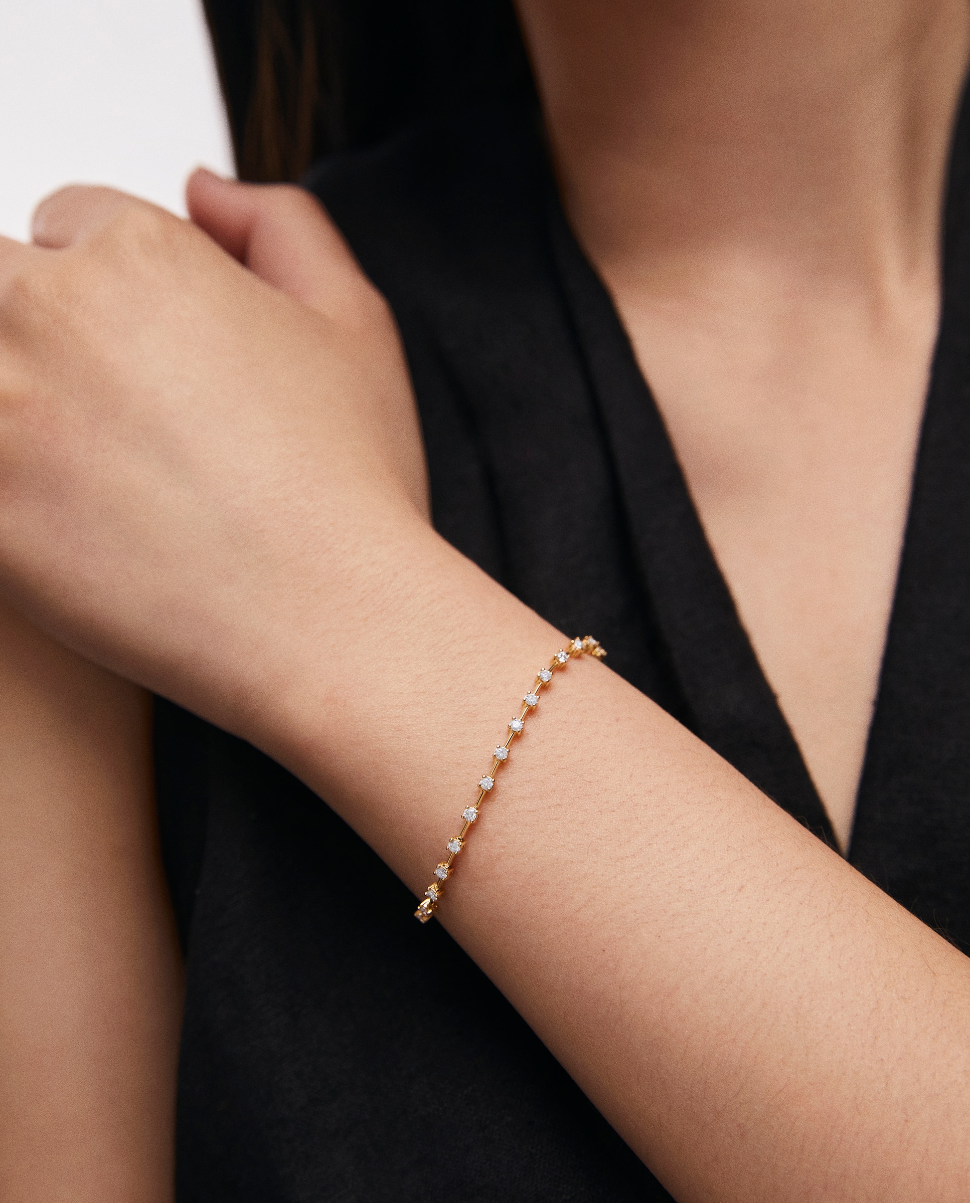 Imagen 2 de Pulsera Elysia Soirée con diamantes en oro amarillo de 18 Kt - MUMIT - Blanco Blanco