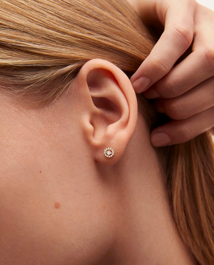 Imagen 2 de Pendientes ariadne de diamantes en oro amarillo de 18 kt - MUMIT - Blanco Blanco