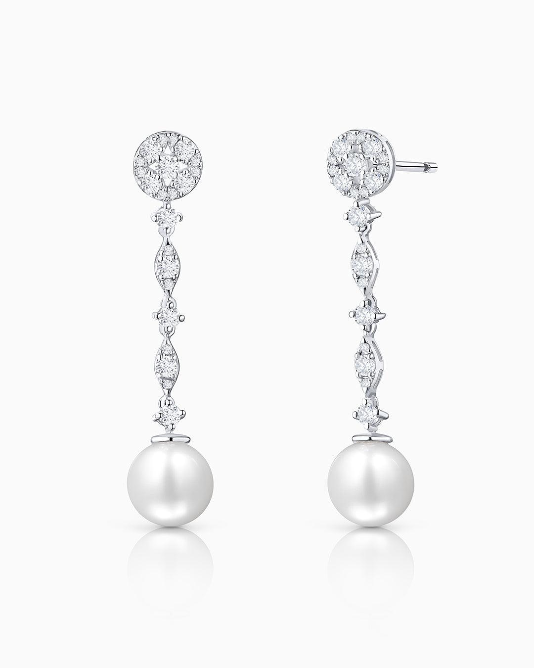 Pendientes caroline de perlas y diamantes en oro blanco de 18 kt - MUMIT - Blanco Blanco-1