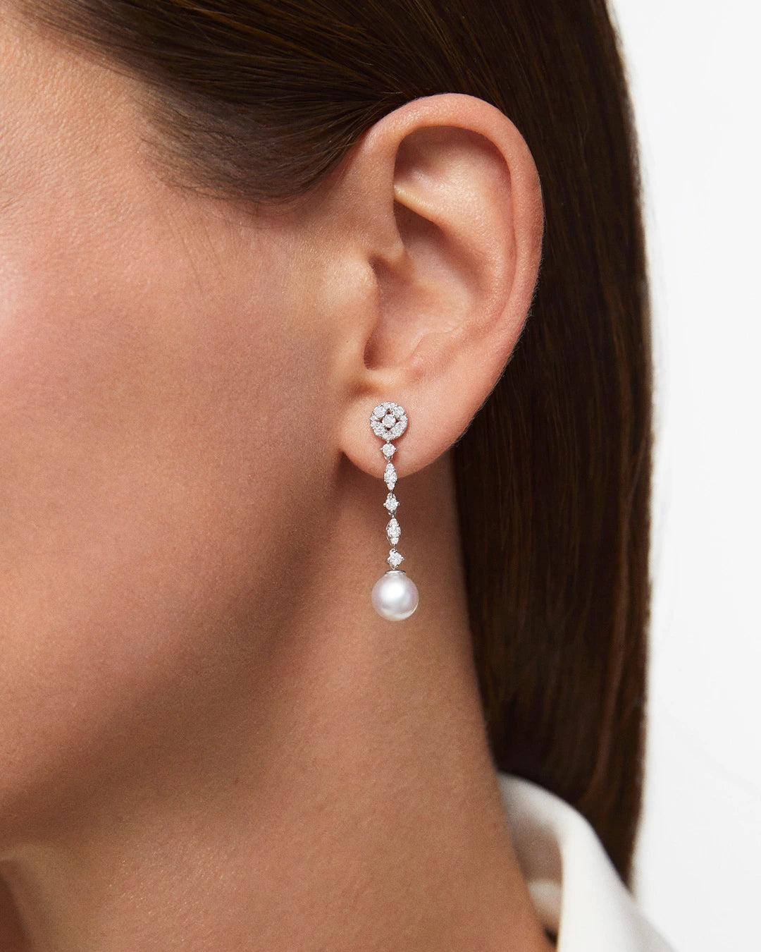 Pendientes caroline de perlas y diamantes en oro blanco de 18 kt - MUMIT - Blanco Blanco-2