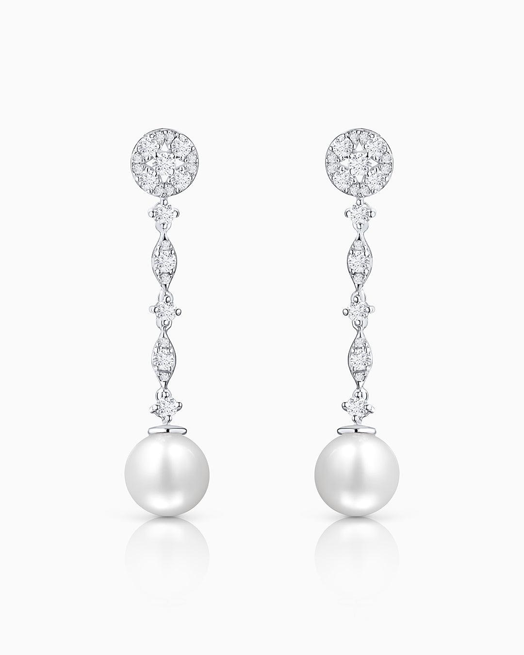 Pendientes caroline de perlas y diamantes en oro blanco de 18 kt - MUMIT - Blanco Blanco-4