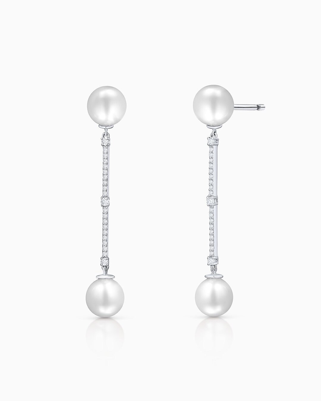 Pendientes sophie de perlas y diamantes en oro blanco de 18 kt - MUMIT - Blanco Blanco-1