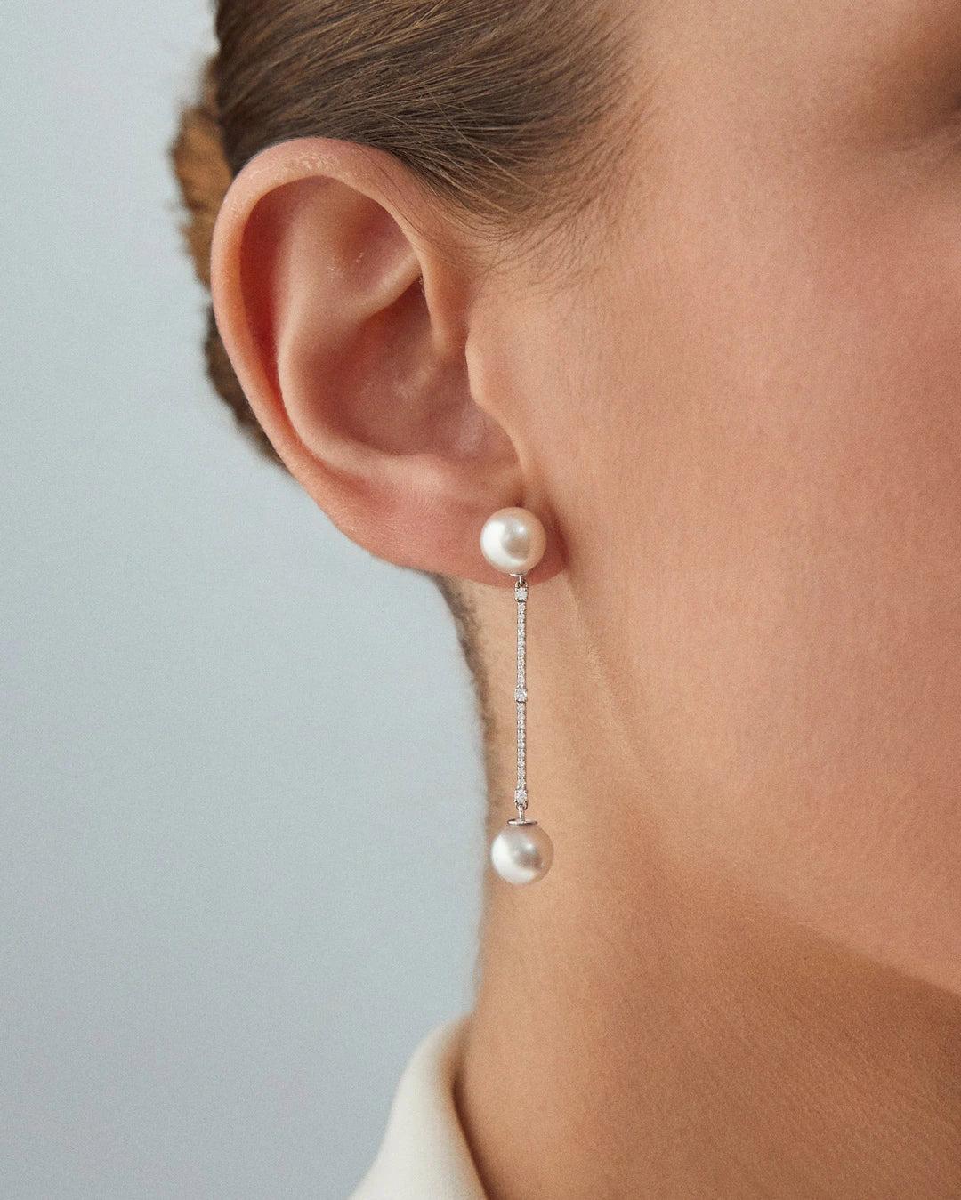 Pendientes sophie de perlas y diamantes en oro blanco de 18 kt - MUMIT - Blanco Blanco-2