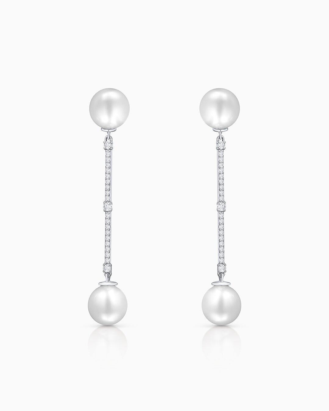 Pendientes sophie de perlas y diamantes en oro blanco de 18 kt - MUMIT - Blanco Blanco-4