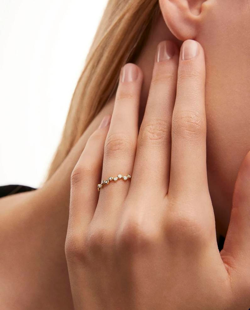Anillo Origine Croisée de diamantes en oro amarillo de 18 Kt - MUMIT - Blanco Blanco-2