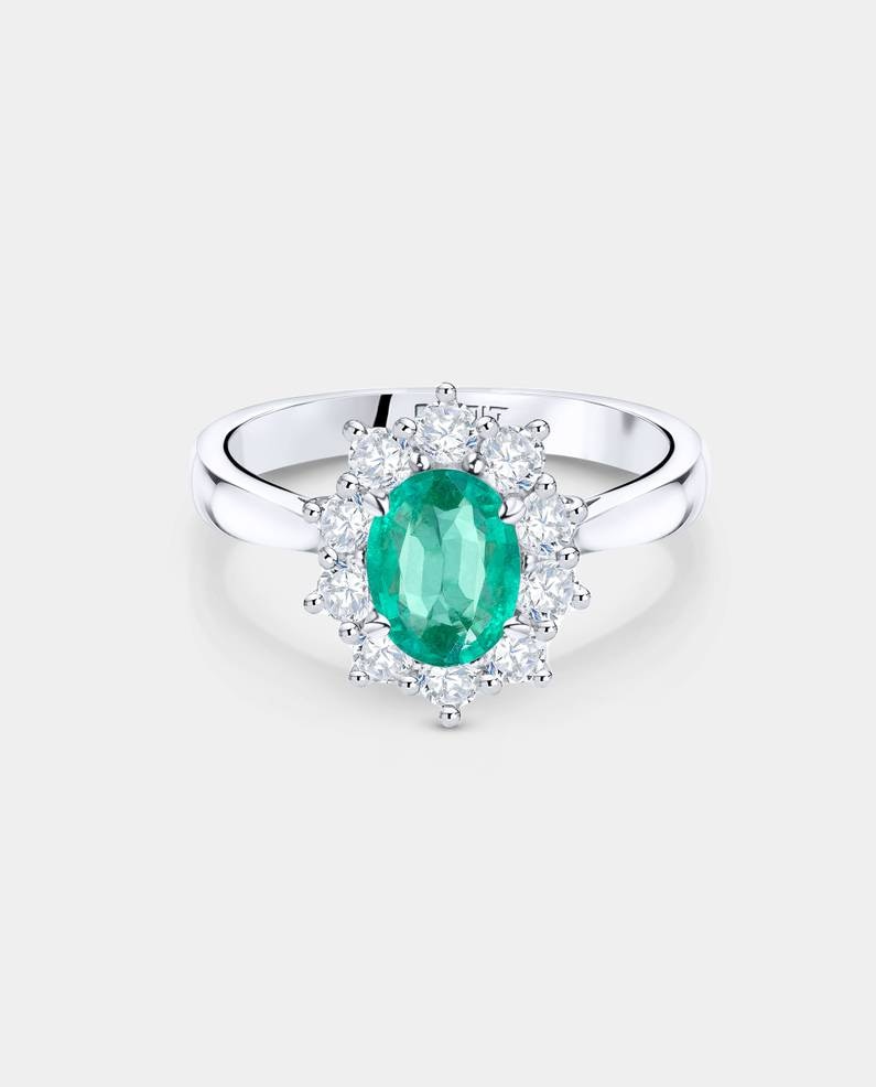 Anillo irem de esmeralda y diamantes de 0,70 cts en oro blanco de 18 kt Esmeralda MUMIT Esmeralda-1