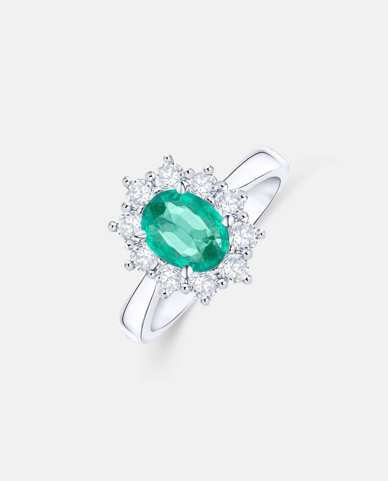 Anillo irem de esmeralda y diamantes de 0,70 cts en oro blanco de 18 kt Esmeralda MUMIT Esmeralda-3