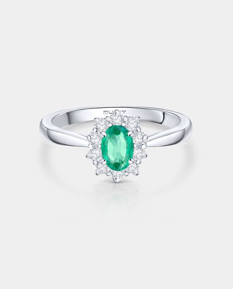 Imagen 1 de Anillo irem de esmeralda y diamantes de 0,30 cts en oro blanco de 18 kt Esmeralda