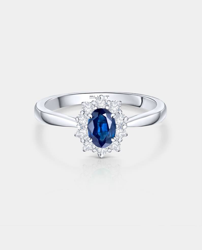 Imagen 1 de Anillo irem de zafiro y diamantes de 0,30 cts en oro blanco de 18 kt Zafiro